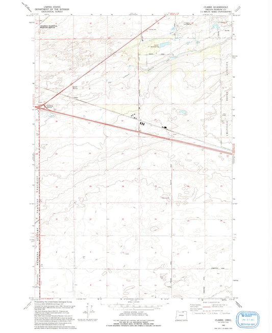 Classic USGS Clarke Oregon 7.5'x7.5' Topo Map Image