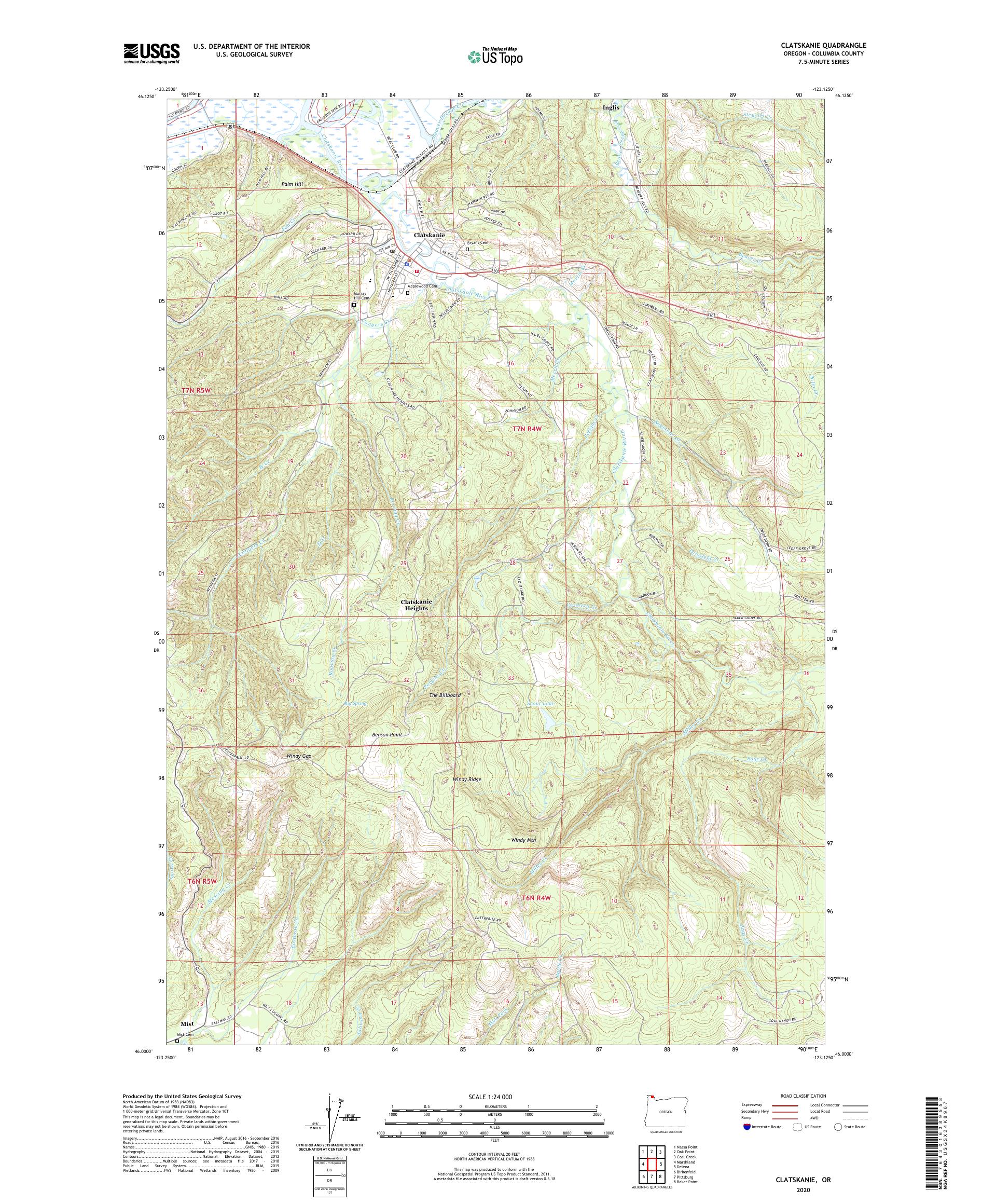 Clatskanie Oregon US Topo Map – MyTopo Map Store