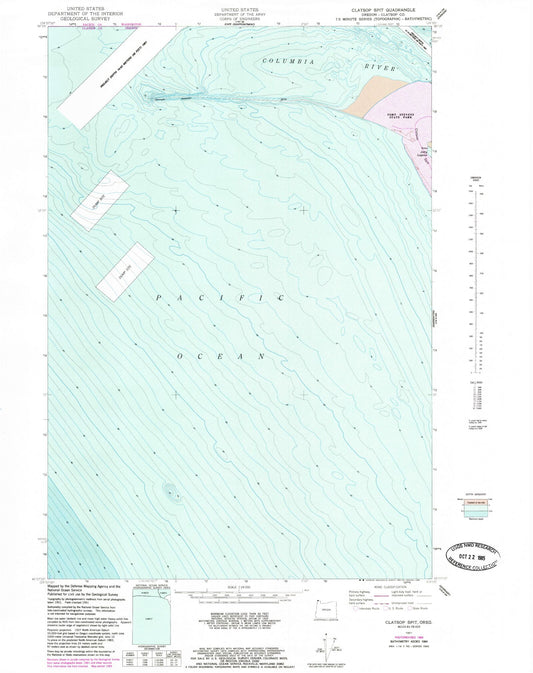 Classic USGS Clatsop Spit Oregon 7.5'x7.5' Topo Map Image