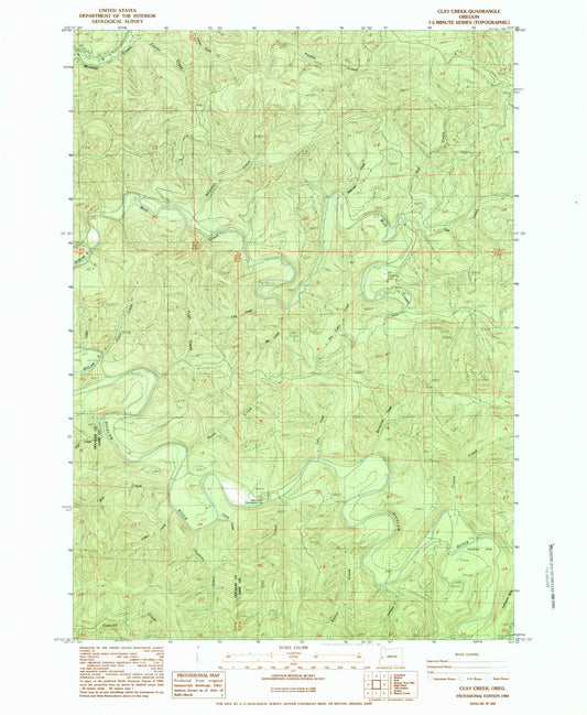 Classic USGS Clay Creek Oregon 7.5'x7.5' Topo Map Image