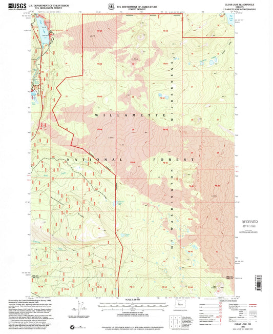 Classic USGS Clear Lake Oregon 7.5'x7.5' Topo Map Image