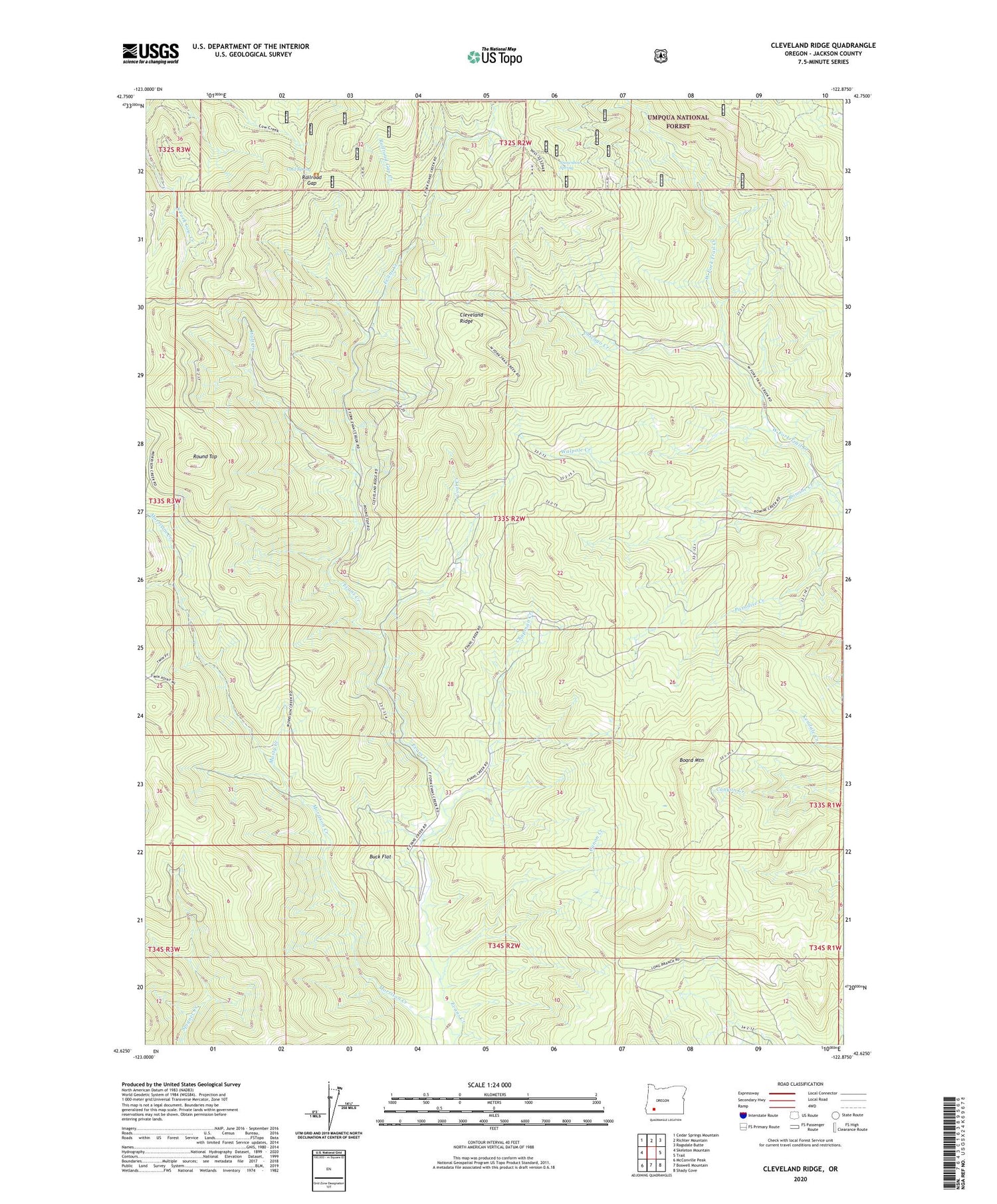 Cleveland Ridge Oregon US Topo Map Image