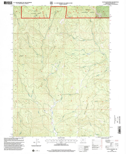Classic USGS Cleveland Ridge Oregon 7.5'x7.5' Topo Map Image