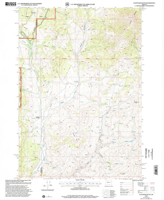 Classic USGS Clevenger Butte Oregon 7.5'x7.5' Topo Map Image
