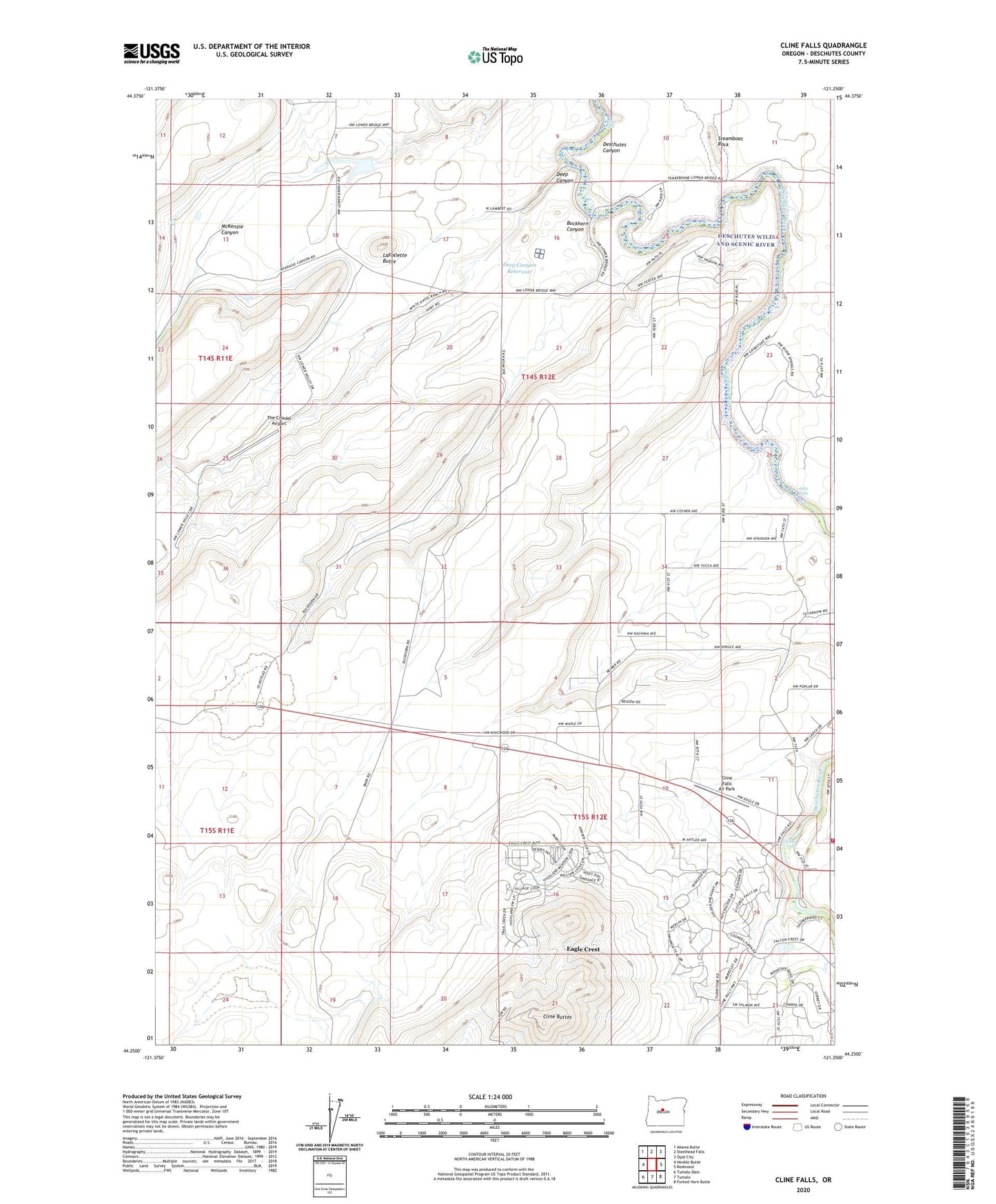 Cline Falls Oregon US Topo Map Image