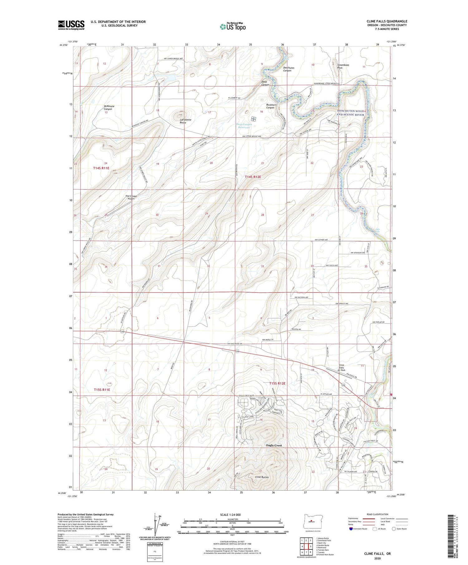 Cline Falls Oregon US Topo Map Image