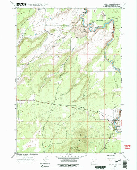 Classic USGS Cline Falls Oregon 7.5'x7.5' Topo Map Image