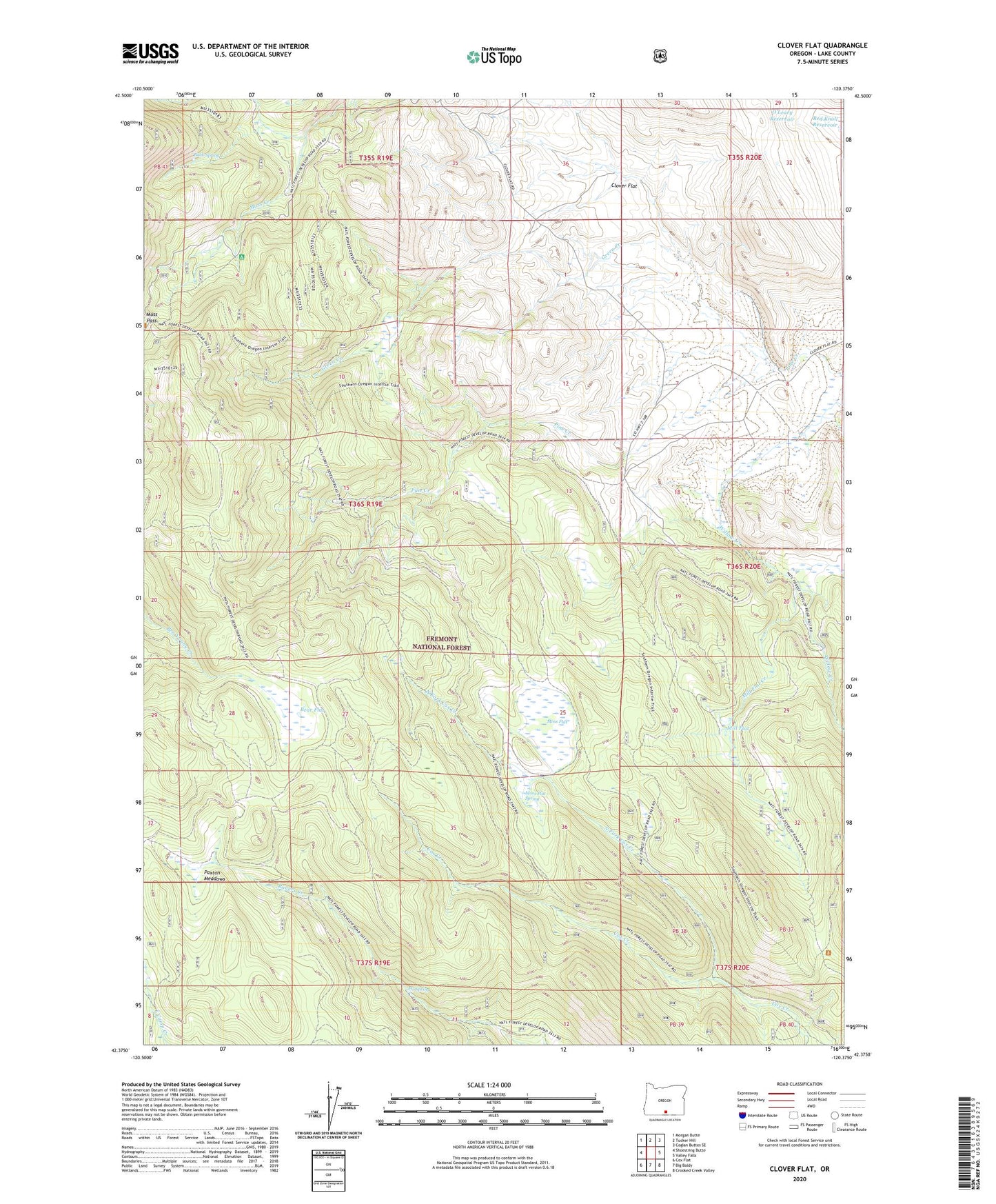 Clover Flat Oregon US Topo Map Image