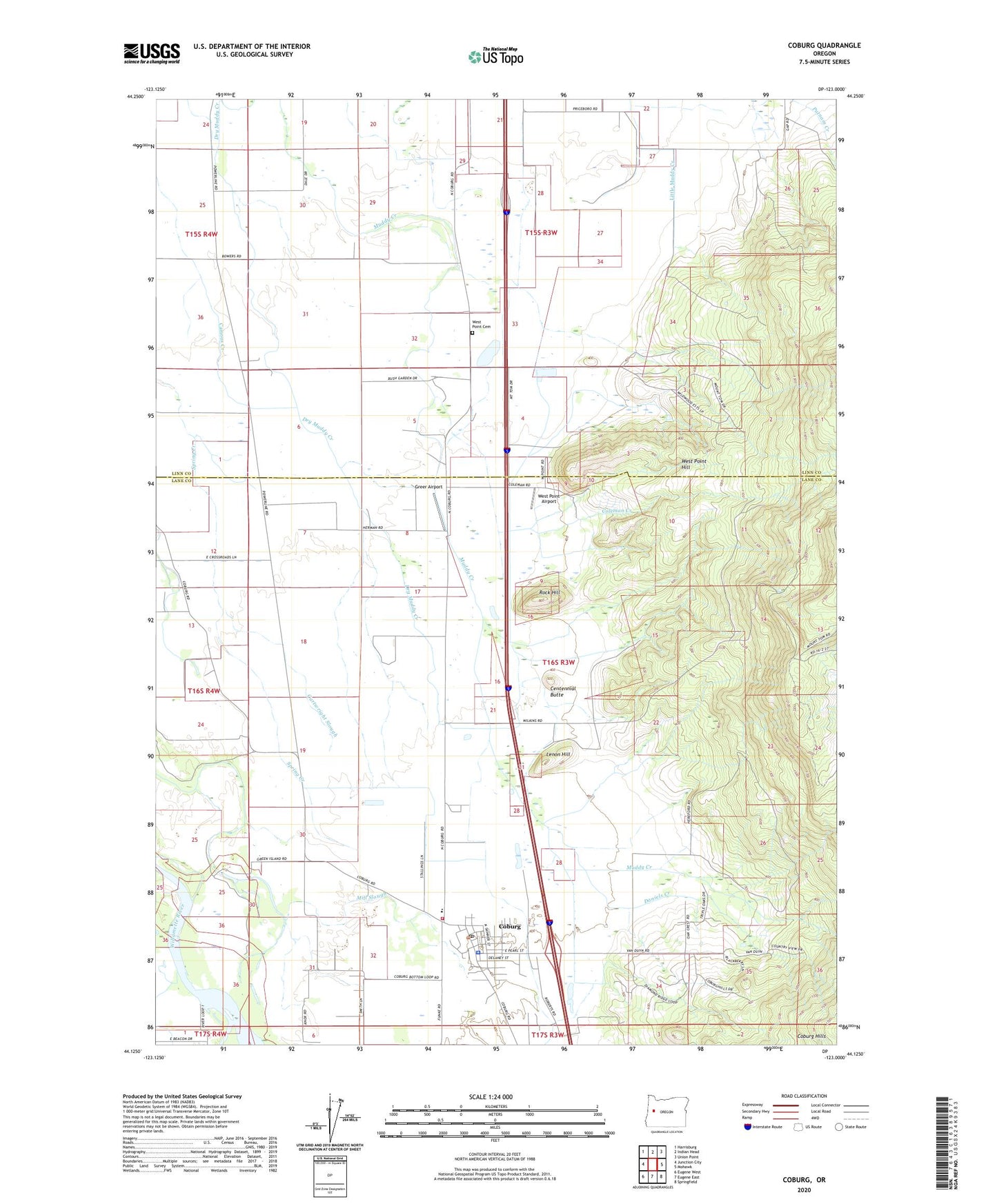 Coburg Oregon US Topo Map Image