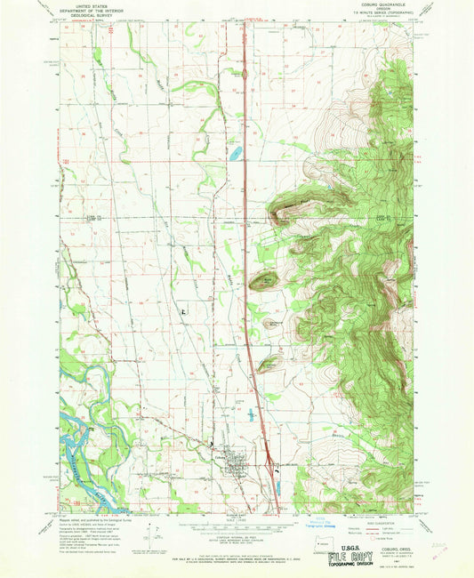 Classic USGS Coburg Oregon 7.5'x7.5' Topo Map Image