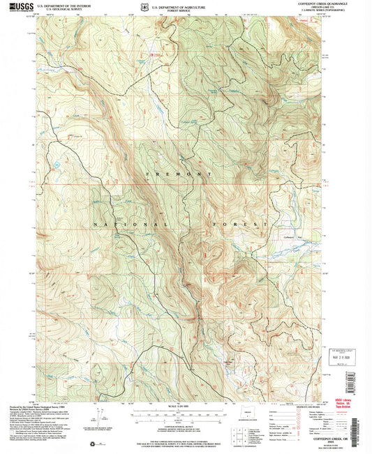 Classic USGS Coffeepot Creek Oregon 7.5'x7.5' Topo Map Image