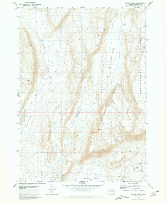 Classic USGS Coffin Butte Oregon 7.5'x7.5' Topo Map Image