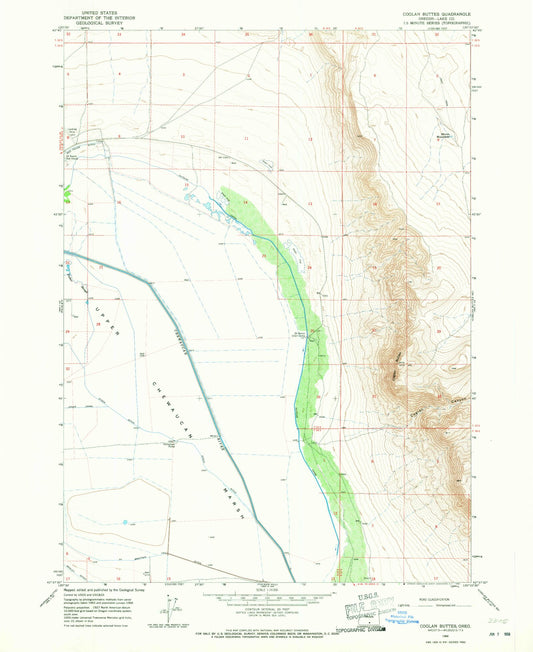 Classic USGS Coglan Buttes Oregon 7.5'x7.5' Topo Map Image