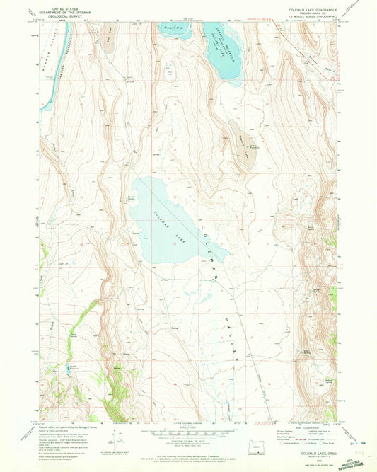 Classic USGS Coleman Lake Oregon 7.5'x7.5' Topo Map Image
