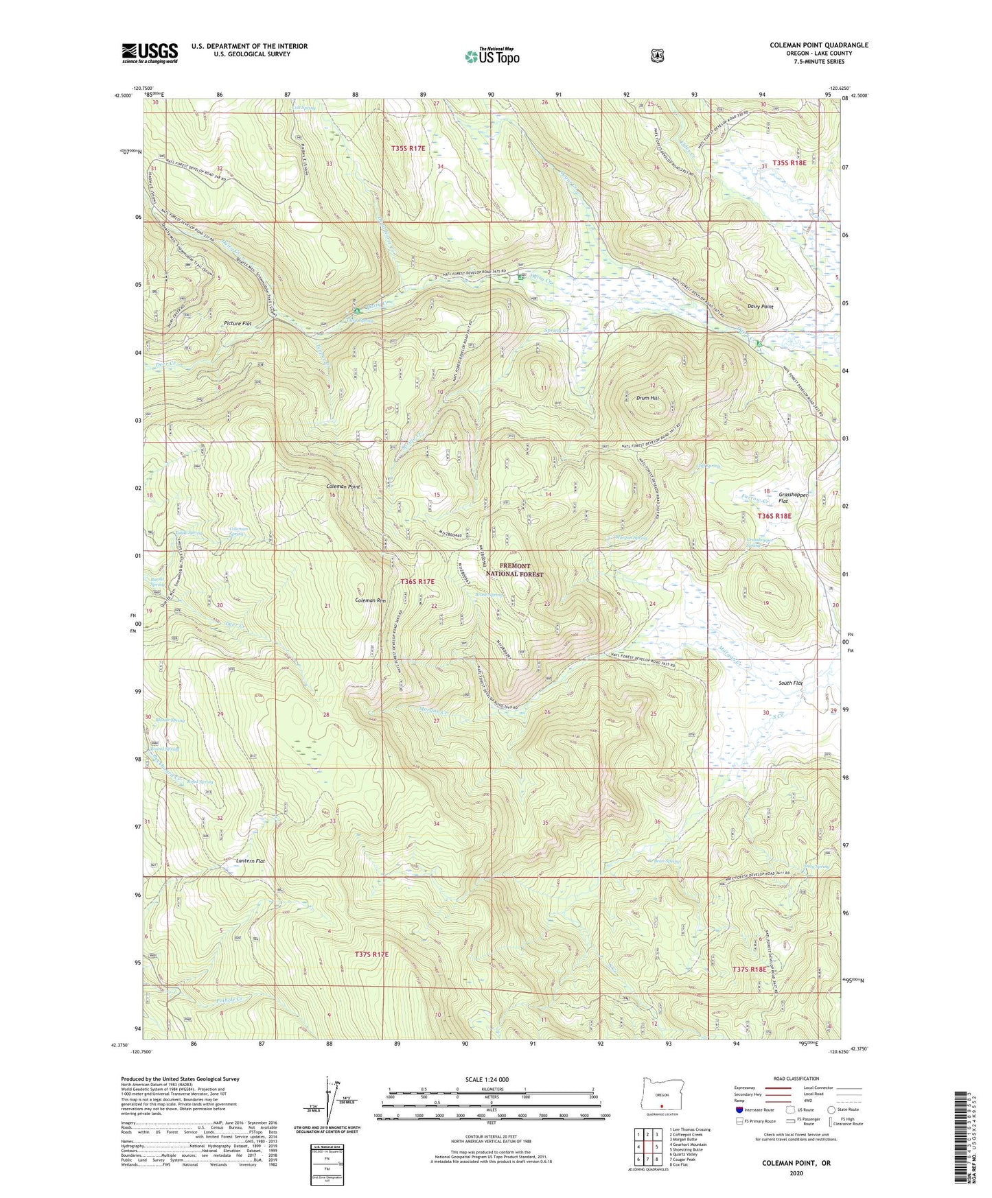 Coleman Point Oregon US Topo Map Image