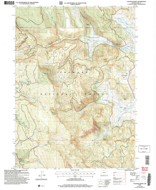 Classic USGS Coleman Point Oregon 7.5'x7.5' Topo Map Image