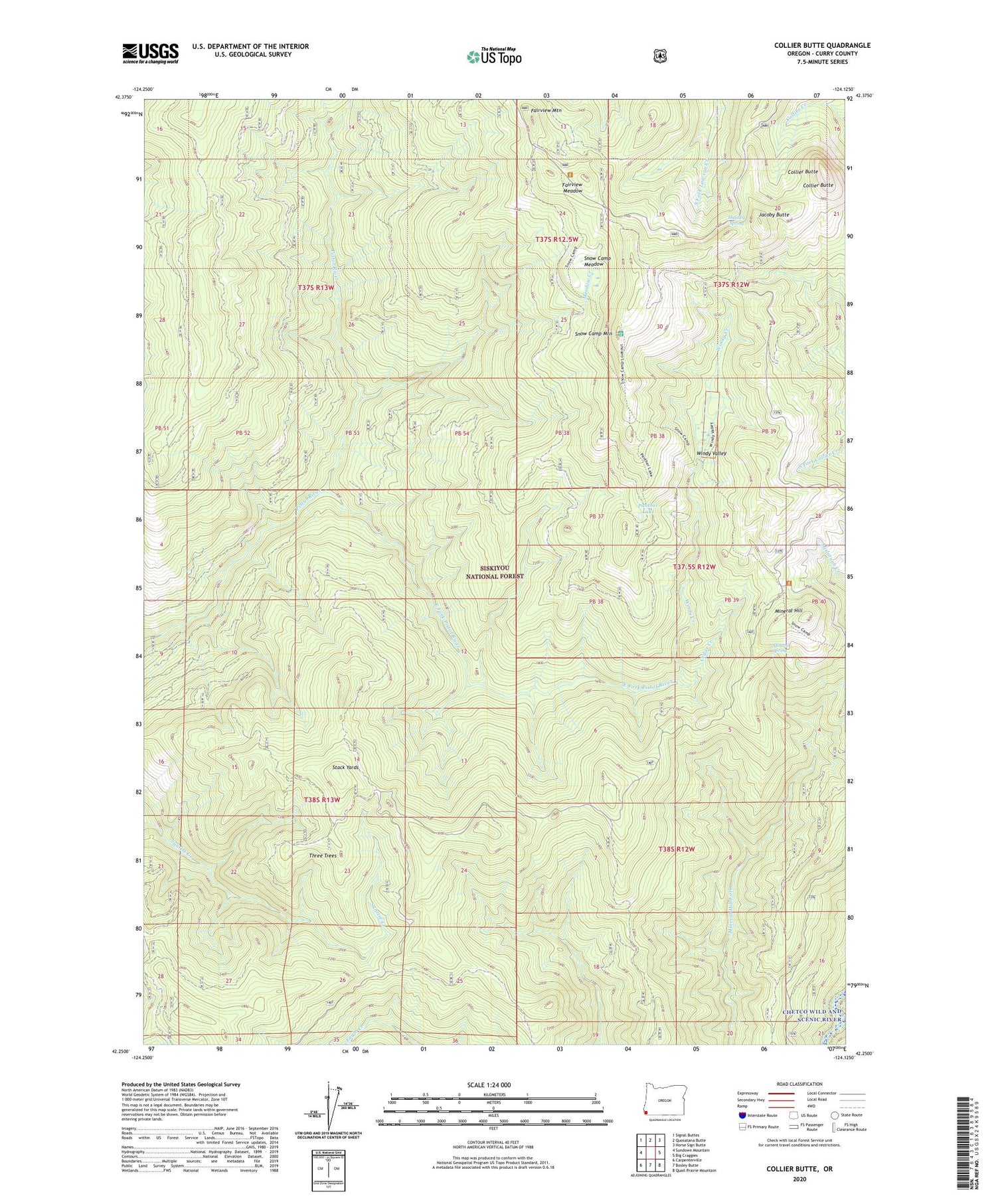 Collier Butte Oregon US Topo Map Image