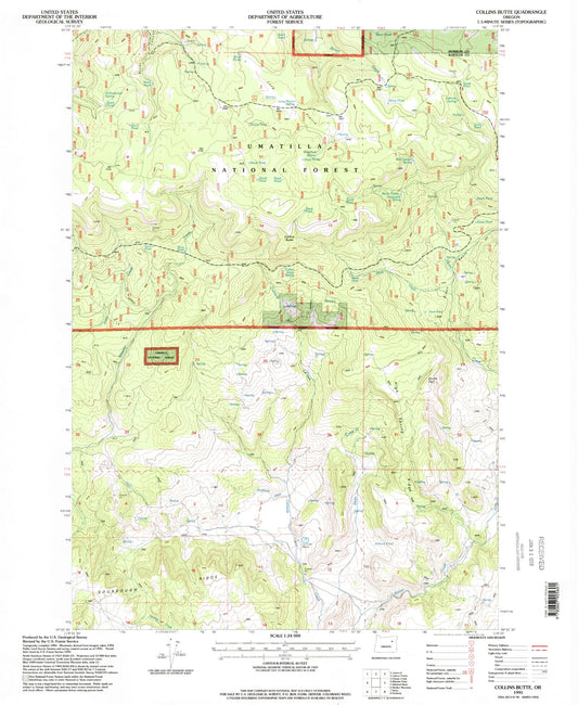 Classic USGS Collins Butte Oregon 7.5'x7.5' Topo Map Image
