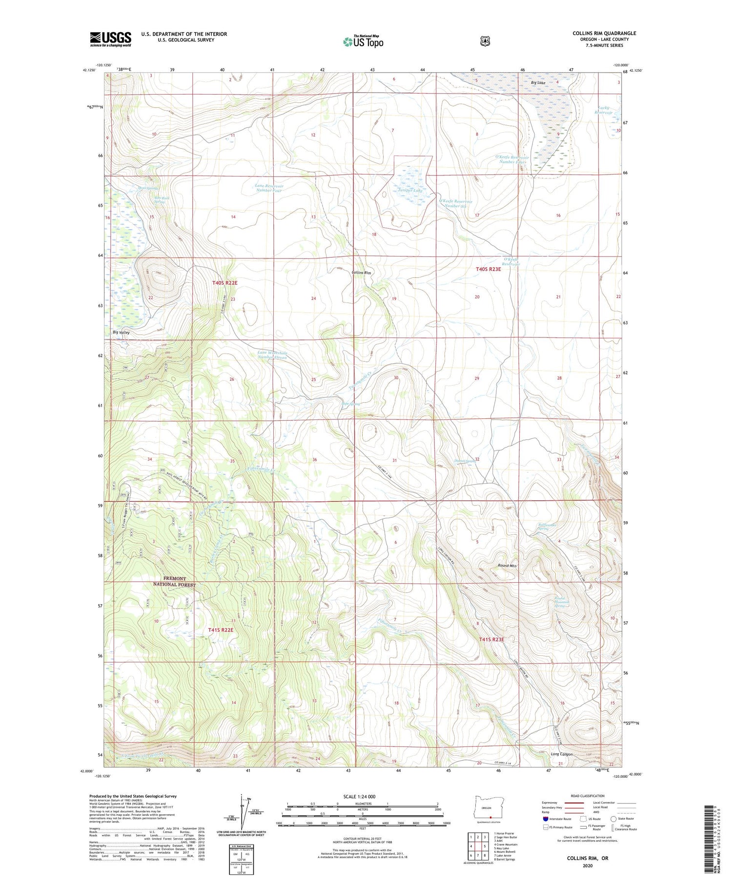 Collins Rim Oregon US Topo Map Image