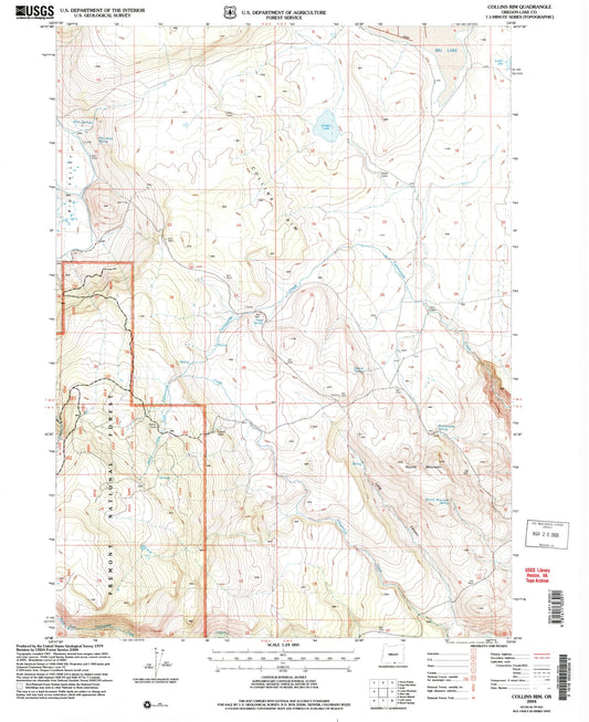 Classic USGS Collins Rim Oregon 7.5'x7.5' Topo Map Image