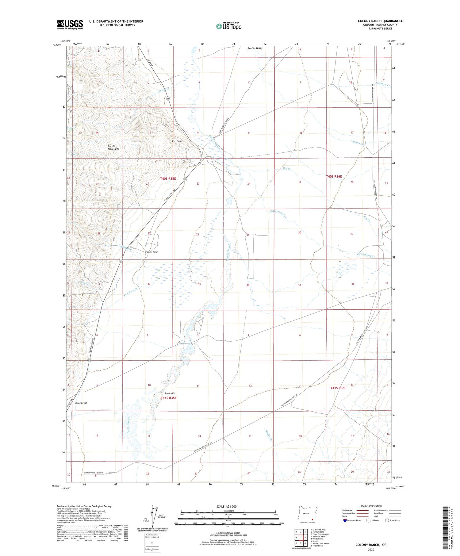 Colony Ranch Oregon US Topo Map Image