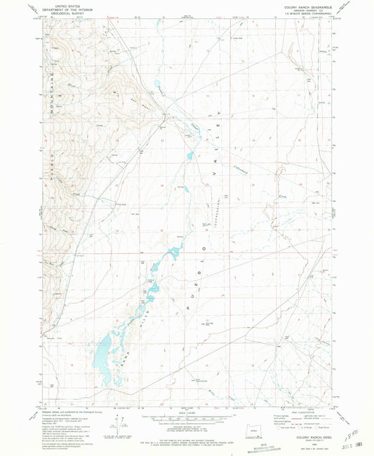 Classic USGS Colony Ranch Oregon 7.5'x7.5' Topo Map Image