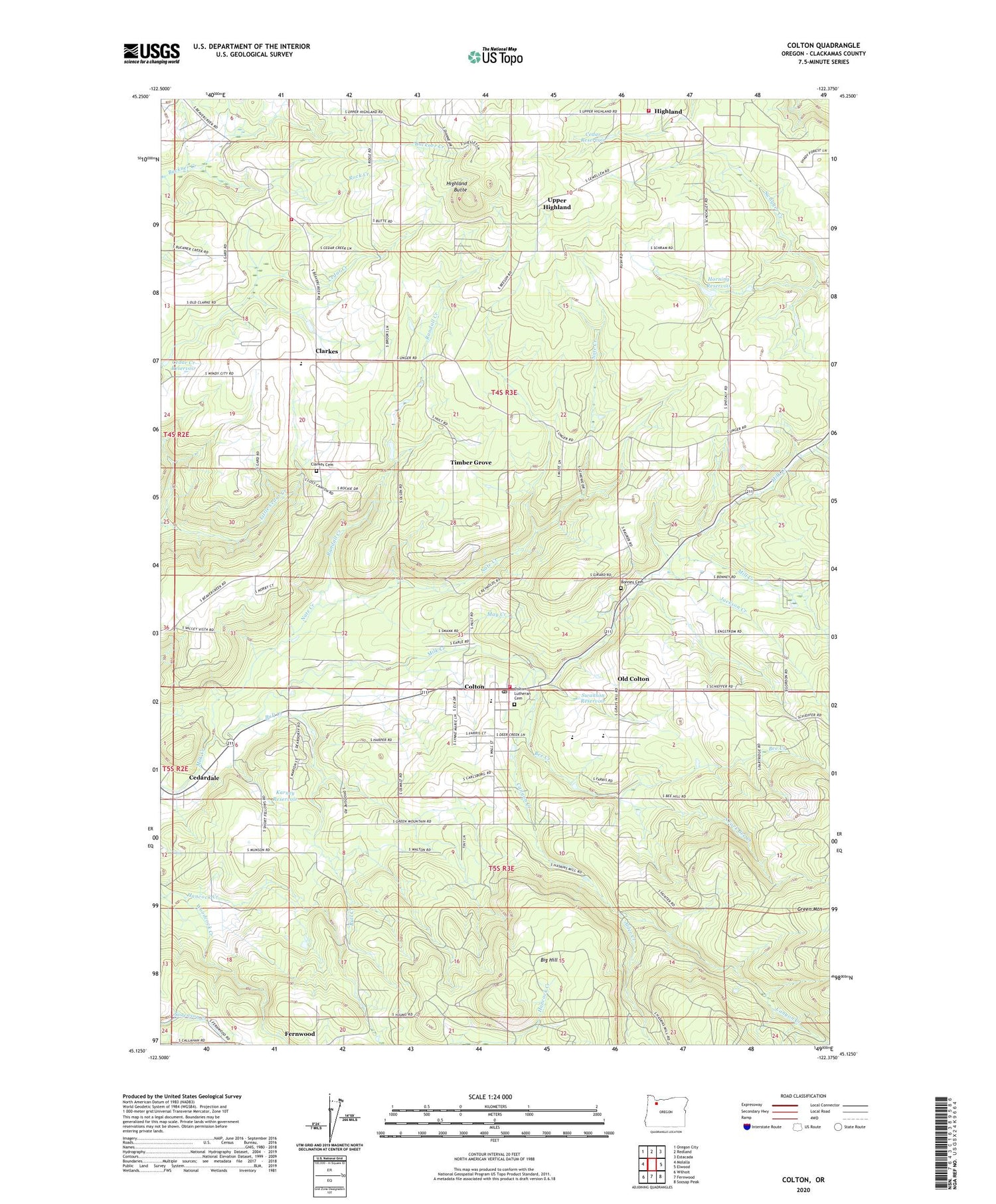 Colton Oregon US Topo Map Image