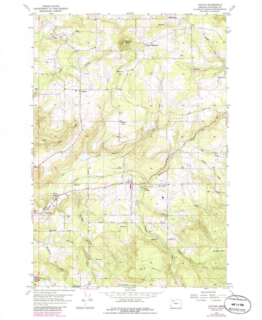 Classic USGS Colton Oregon 7.5'x7.5' Topo Map Image
