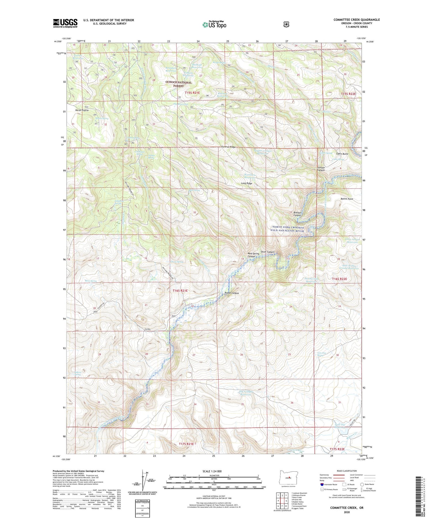 Committee Creek Oregon US Topo Map Image