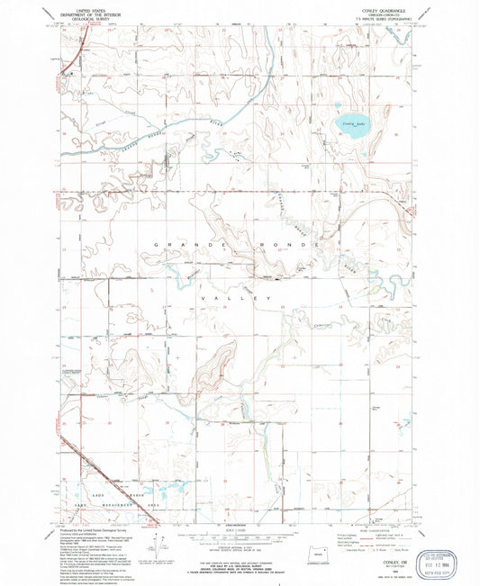 Classic USGS Conley Oregon 7.5'x7.5' Topo Map Image