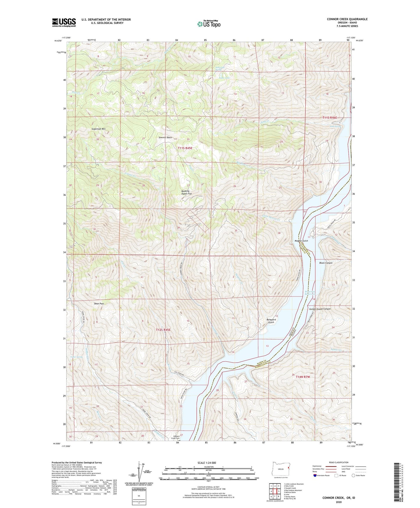 Connor Creek Oregon US Topo Map Image