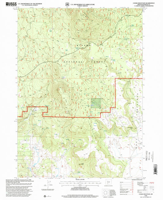 Classic USGS Cooks Mountain Oregon 7.5'x7.5' Topo Map Image