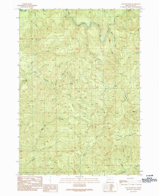 Classic USGS Coos Mountain Oregon 7.5'x7.5' Topo Map Image