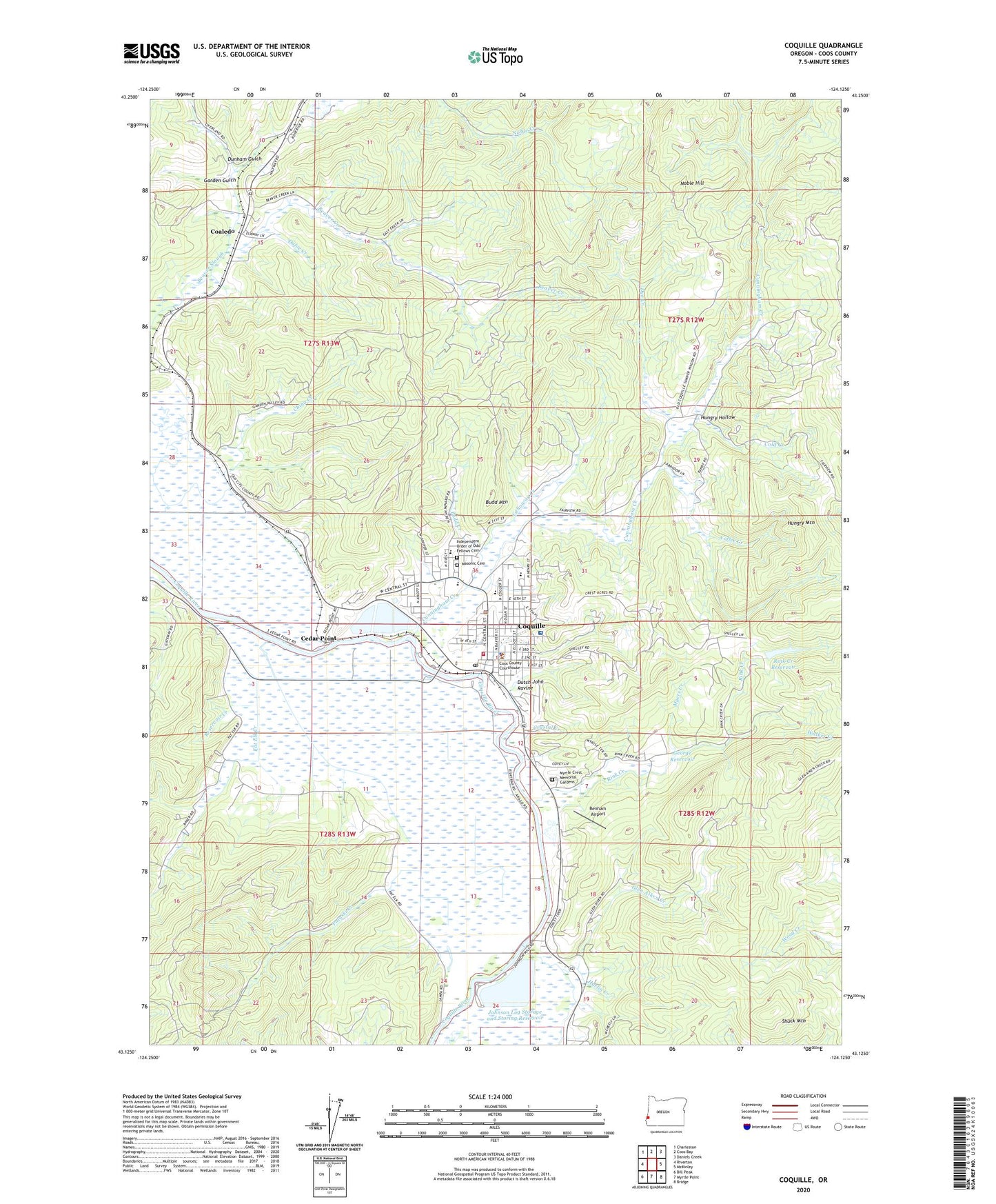 Coquille Oregon US Topo Map Image