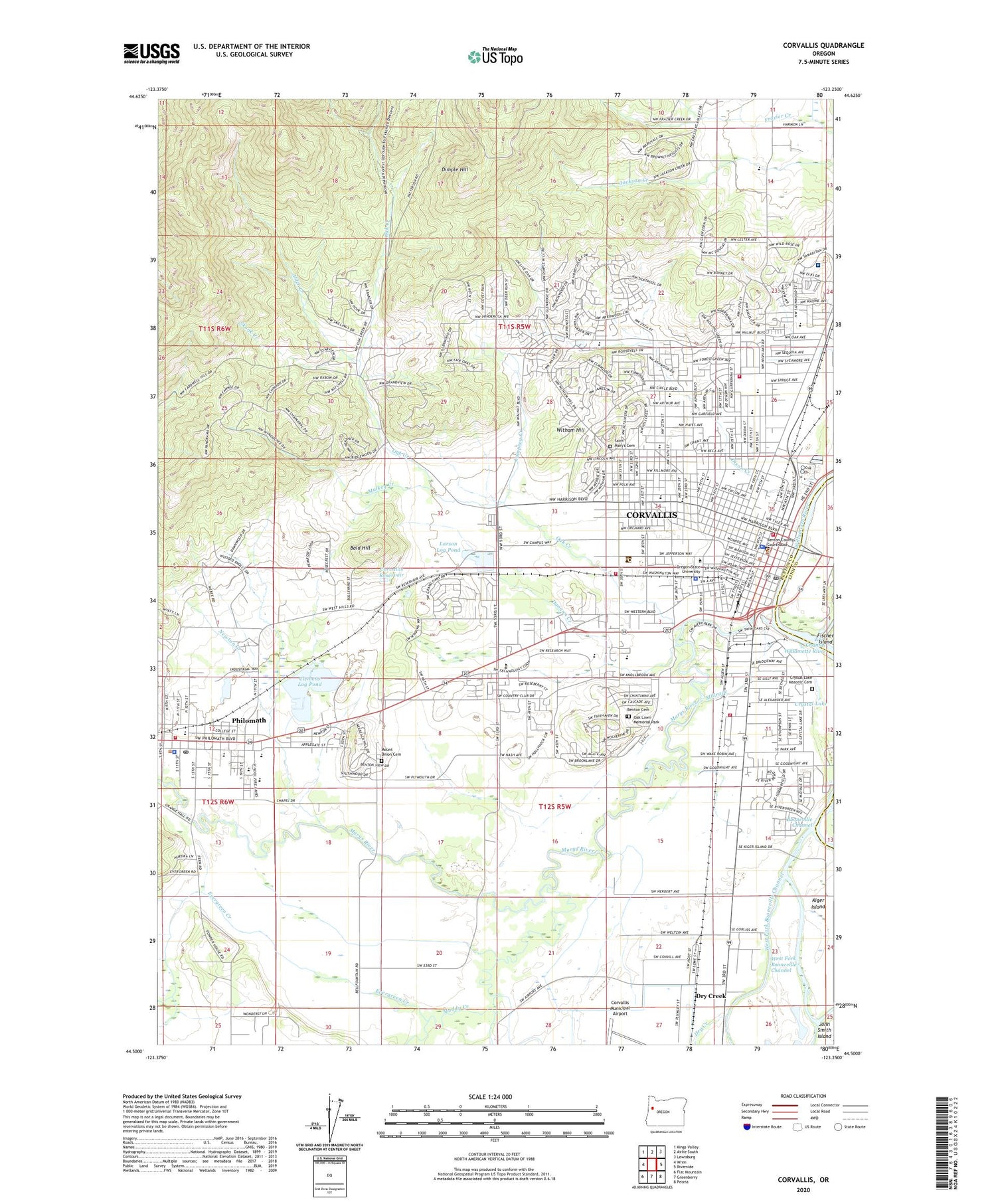 Corvallis Oregon US Topo Map Image