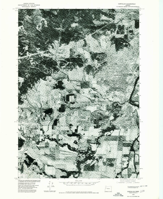 Classic USGS Corvallis Oregon 7.5'x7.5' Topo Map Image