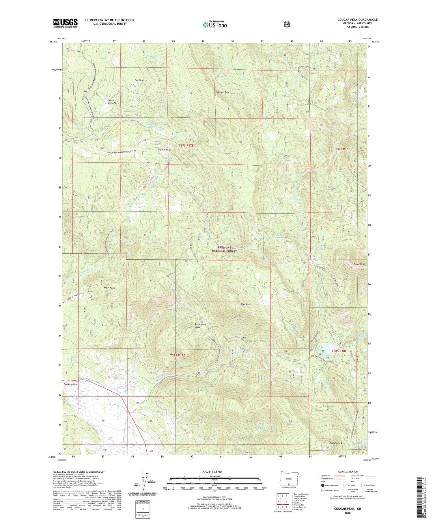 Cougar Peak Oregon US Topo Map Image