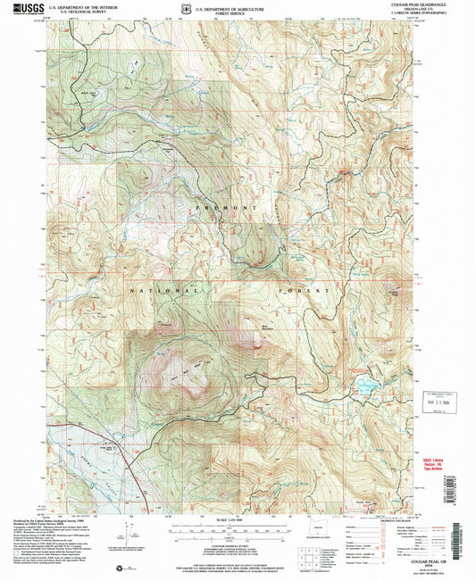 Classic USGS Cougar Peak Oregon 7.5'x7.5' Topo Map Image