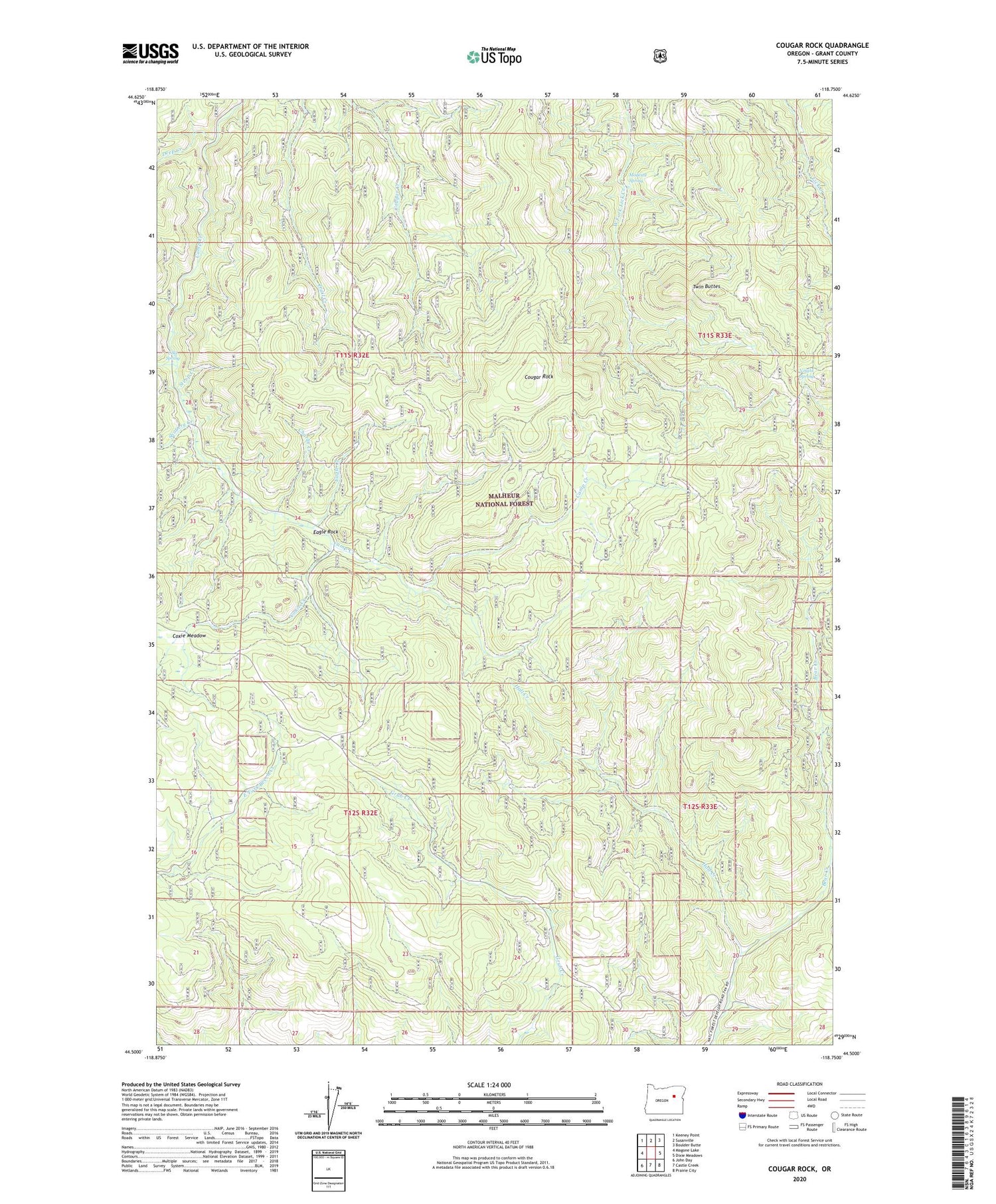 Cougar Rock Oregon US Topo Map Image