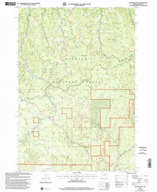 Classic USGS Cougar Rock Oregon 7.5'x7.5' Topo Map Image