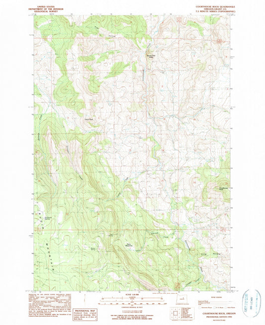 Classic USGS Courthouse Rock Oregon 7.5'x7.5' Topo Map Image