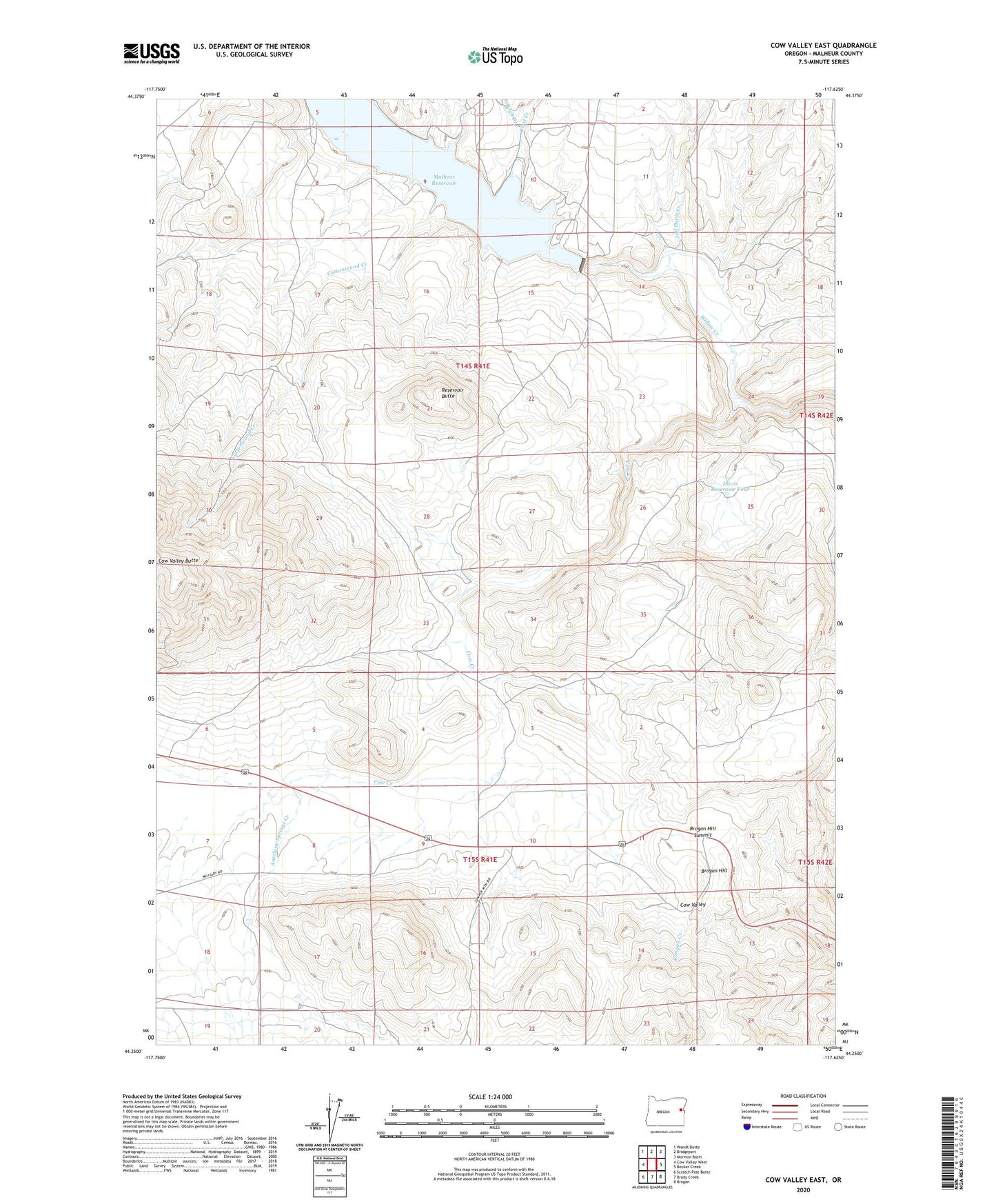 Cow Valley East Oregon US Topo Map Image