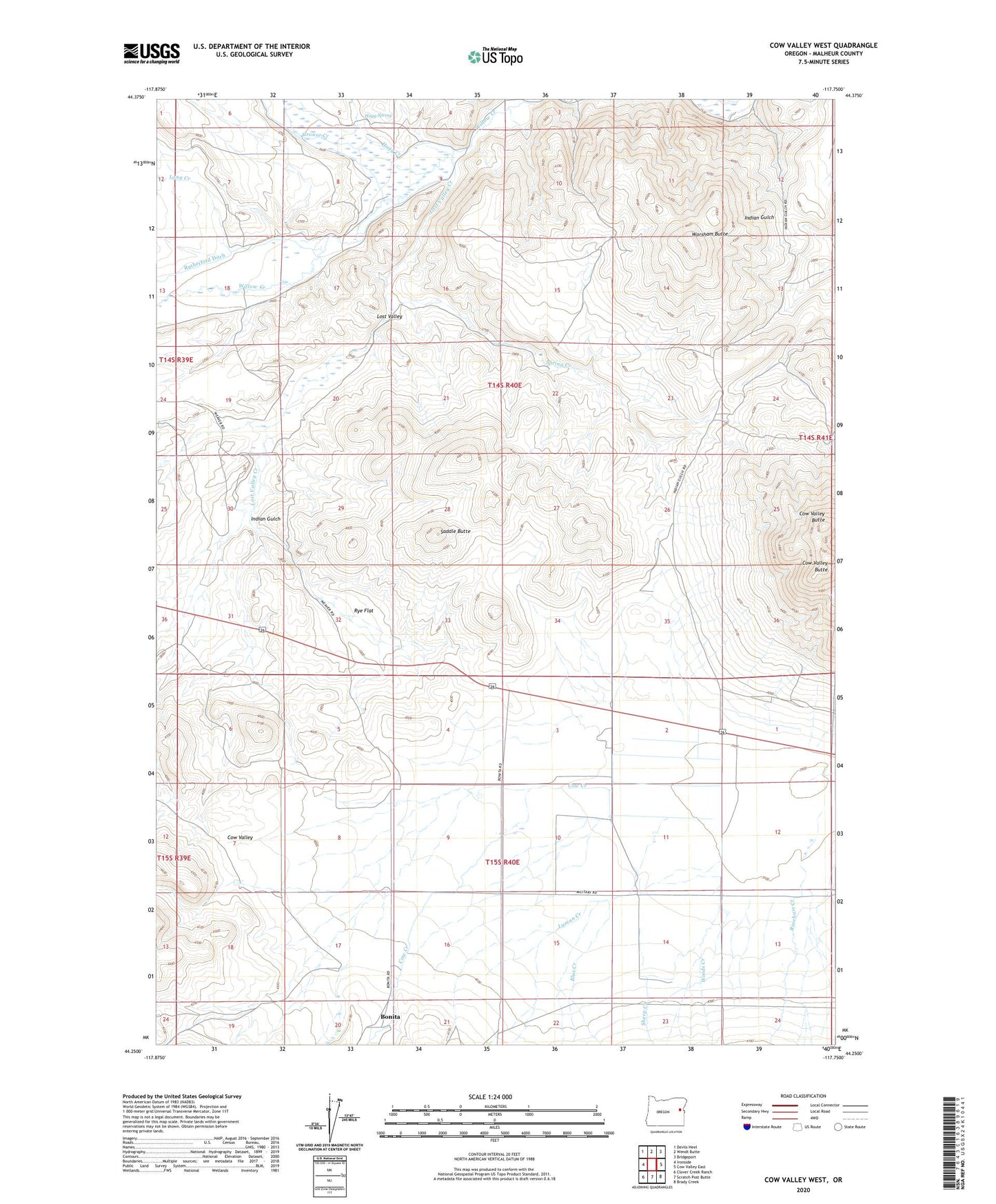 Cow Valley West Oregon US Topo Map Image