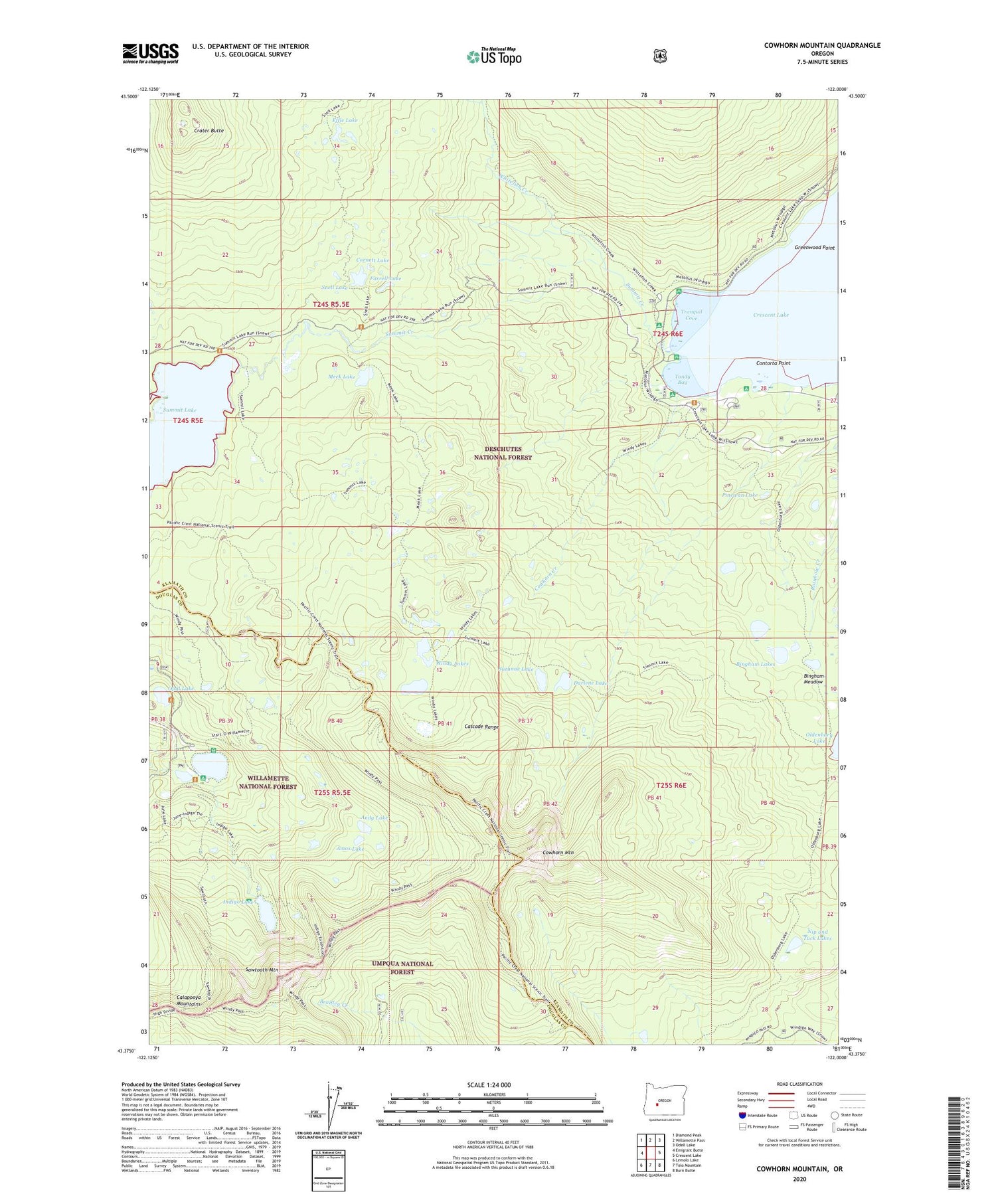 Cowhorn Mountain Oregon US Topo Map Image
