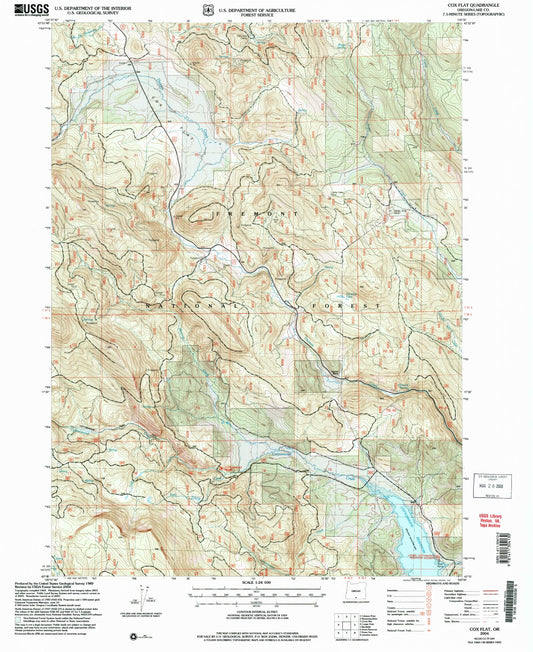 Classic USGS Cox Flat Oregon 7.5'x7.5' Topo Map Image