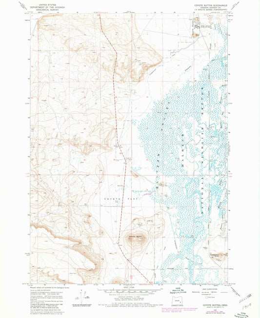 Classic USGS Coyote Buttes Oregon 7.5'x7.5' Topo Map Image