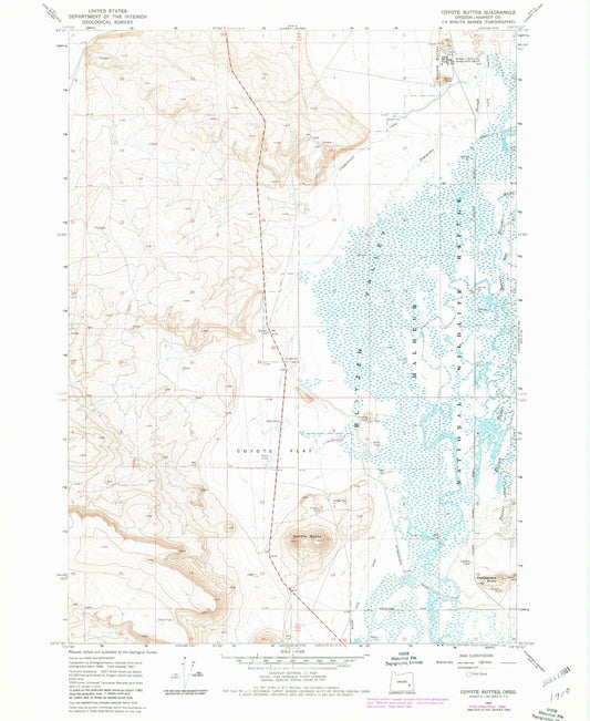 Classic USGS Coyote Buttes Oregon 7.5'x7.5' Topo Map Image