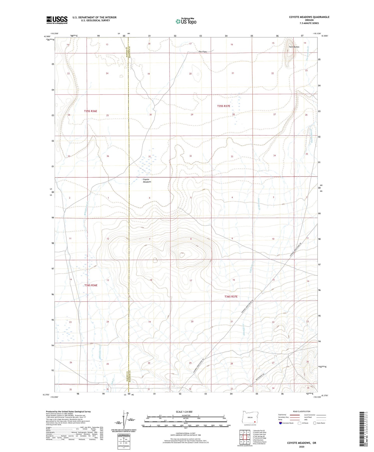 Coyote Meadows Oregon US Topo Map Image