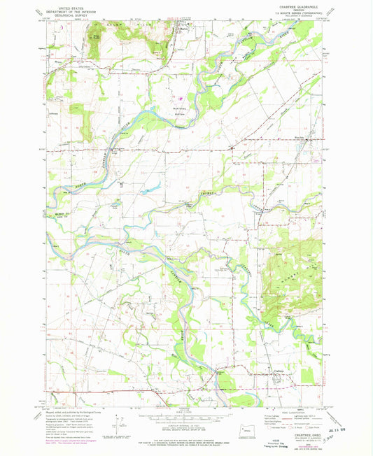 Classic USGS Crabtree Oregon 7.5'x7.5' Topo Map Image