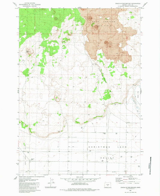 Classic USGS Crack In The Ground Oregon 7.5'x7.5' Topo Map Image